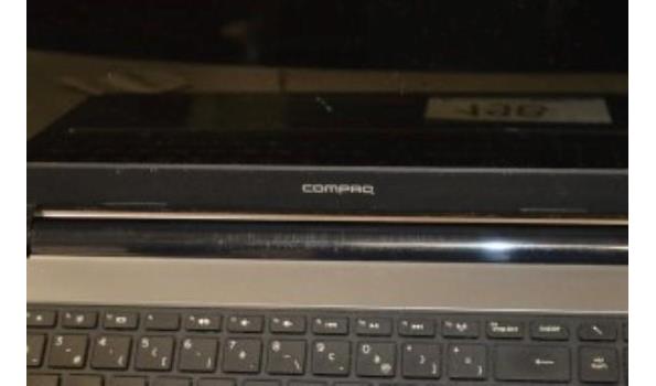 laptop COMPAQ, Celeron N2830, 750 Gb HD, zonder lader, met gebruikssporen, paswoord niet gekend, werking niet gekend